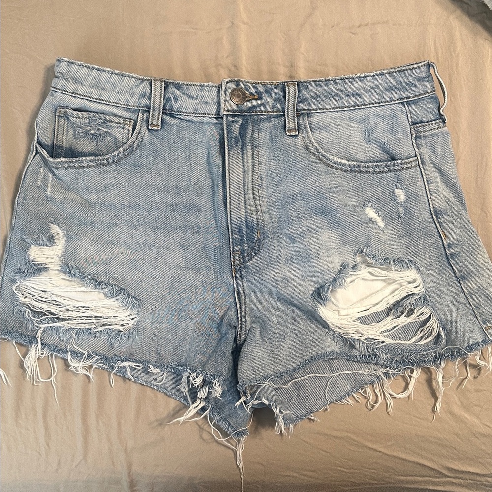 Show Me Your MuMu Light Blue Distressed Jean Shorts